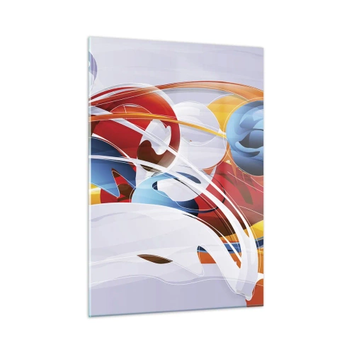 Glasbild - Bild auf glas - Eine abstrakte Komposition aus bunten Formen und Linien. - 50x70cm - Der Tanz der Elemente - Moderne Wanddekoration für Wohnzimmer und Schlafzimmer ARTTOR