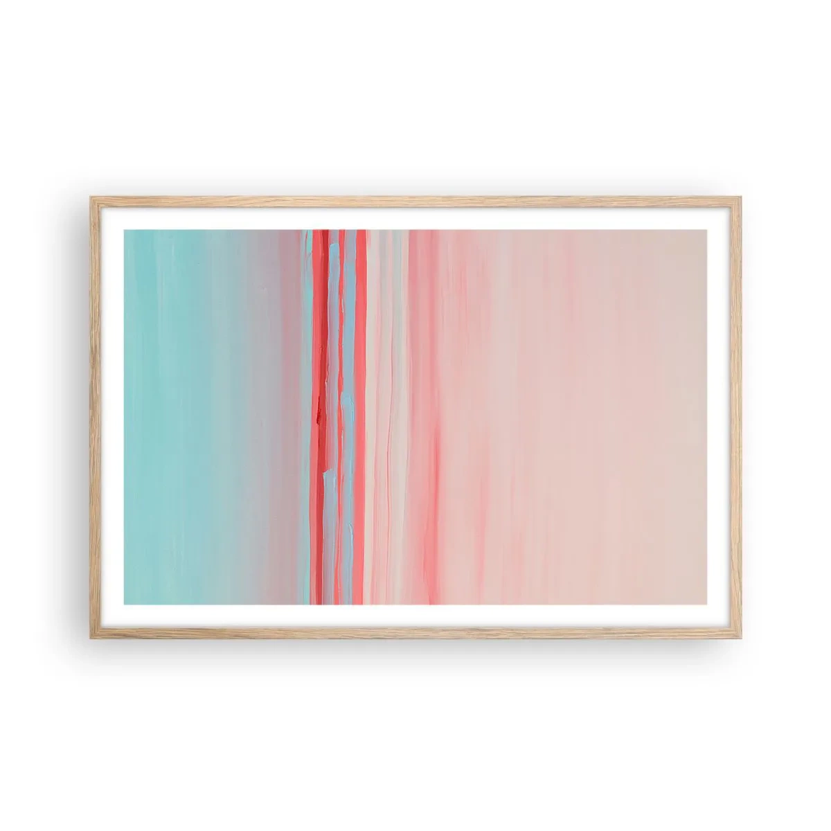 Poster in einem Rahmen aus heller Eiche - Abstraktion im Morgengrauen - 91x61 cm