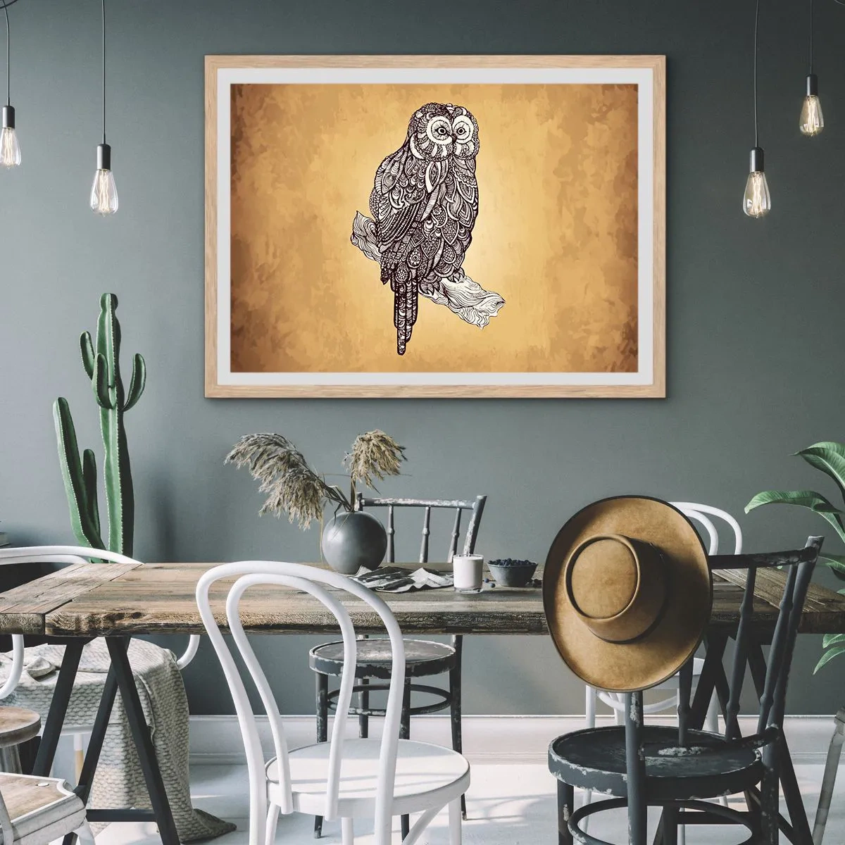 Poster in einem Rahmen aus heller Eiche - Kunstvolle Ornamente der Weisheit - 100x70 cm