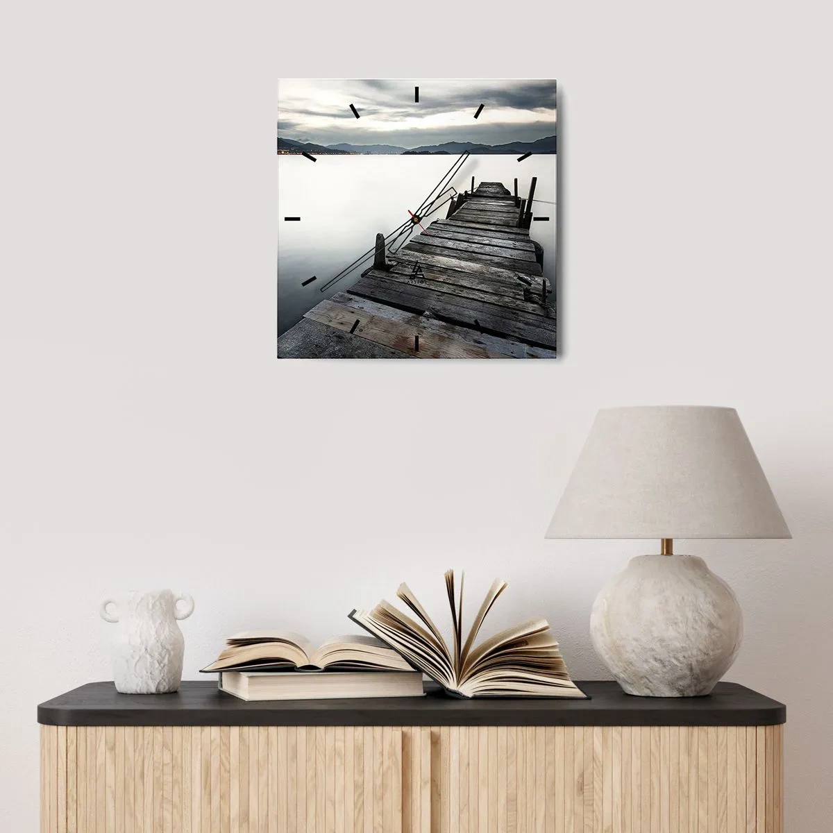 Wanduhr - Glasuhr - Tauchen Sie ein in Ruhe - 40x40 cm