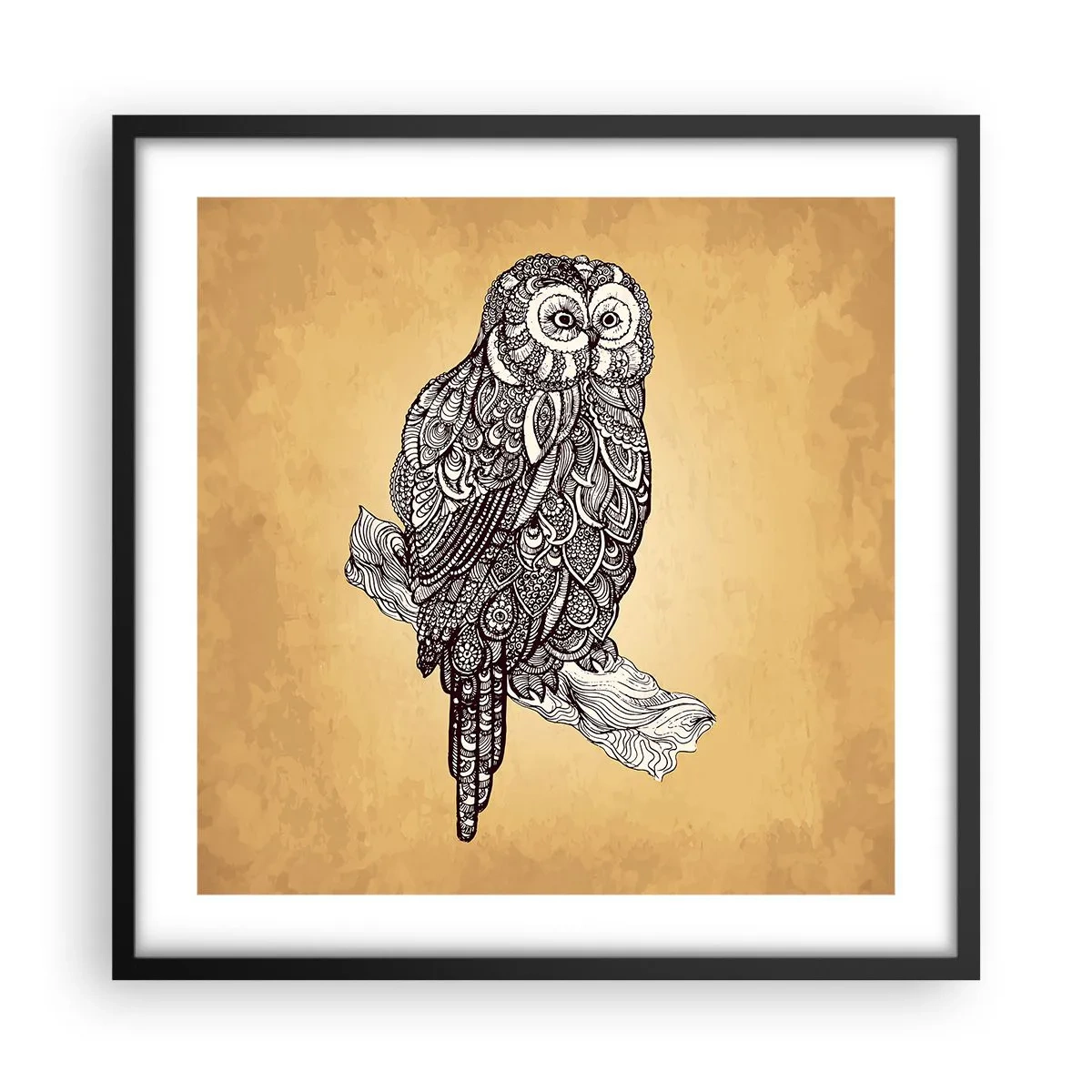 Poster in einem schwarzem Rahmen - Kunstvolle Ornamente der Weisheit - 50x50 cm