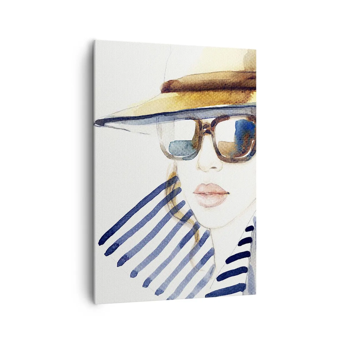 Bild auf Leinwand - Leinwandbild - Porträt einer Frau mit Hut und Sonnenbrille - 70x100cm - Florida heißt Sie willkommen! - Moderne Wanddekoration für Wohnzimmer und Schlafzimmer ARTTOR
