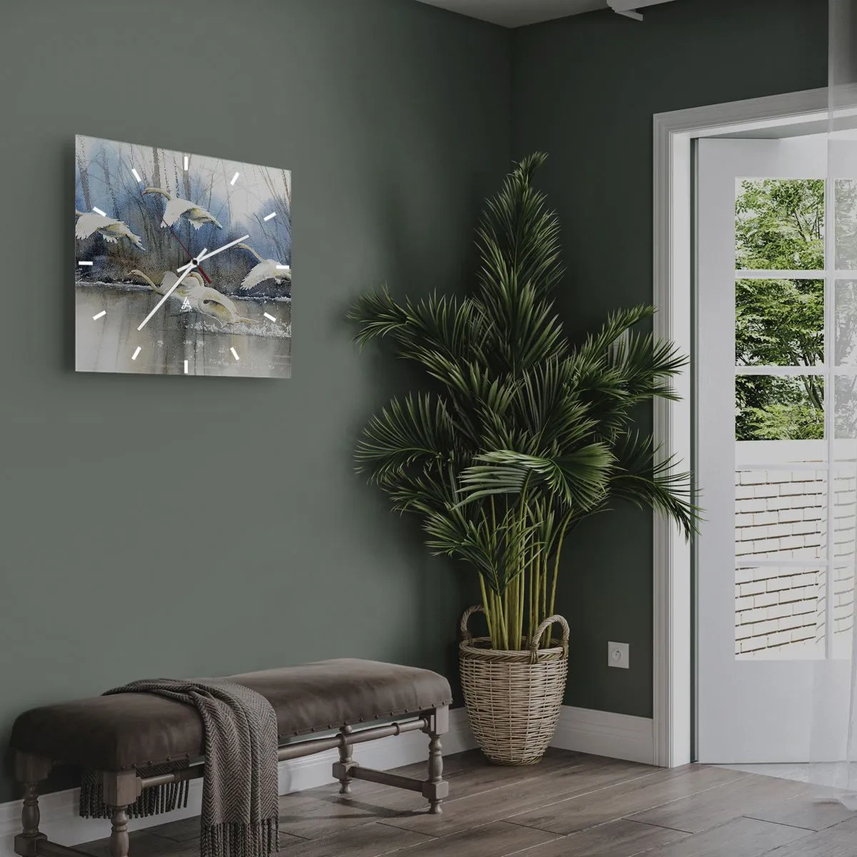 Wanduhr - Glasuhr - Wie im Märchen von den wilden Schwänen - 30x30 cm