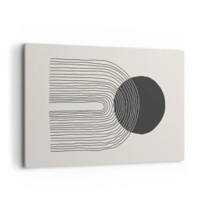 Bild auf Leinwand - Leinwandbild - Abstraktes Muster mit Linien und einem schwarzen Kreis auf hellem Hintergrund - 120x80cm - Zittern und Vertrauen - Moderne Wanddekoration für Wohnzimmer und Schlafzimmer ARTTOR