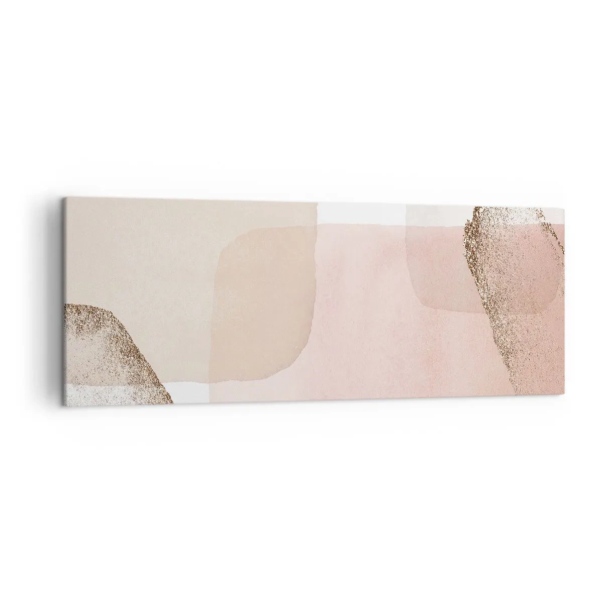 Bild auf Leinwand - Leinwandbild - Pastellfarbene Flecken mit goldenen Elementen - 140x50cm - Ein Blick durch die Farbe - Moderne Wanddekoration für Wohnzimmer und Schlafzimmer ARTTOR