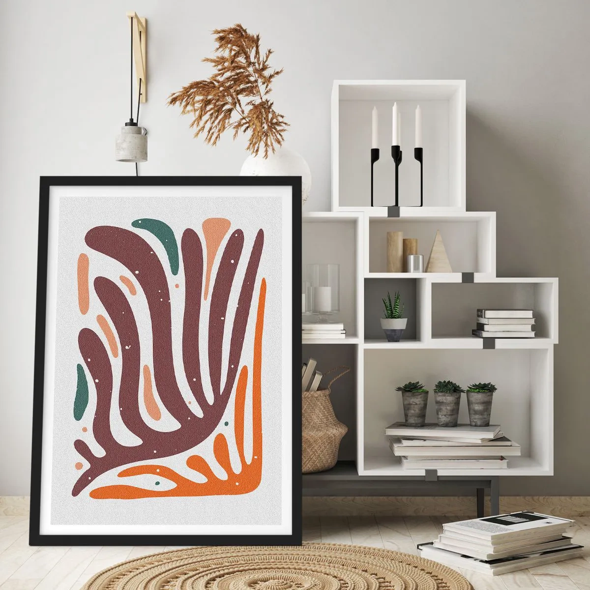 Poster in einem schwarzem Rahmen - Strahlende organische Komposition - 30x40 cm