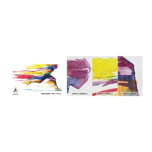 Fototapeten Muster Premium Canvas - Über den Regenbogen laufen - Abstraktion, Sport, Läufer - 100x30 cm