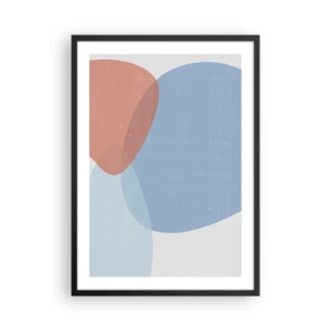 Poster in einem schwarzem Rahmen - Abstrakte Formen in Blau und Beige - 50x70cm - Pastellbeziehungen - Moderne Wanddekoration für Wohnzimmer und Schlafzimmer ARTTOR