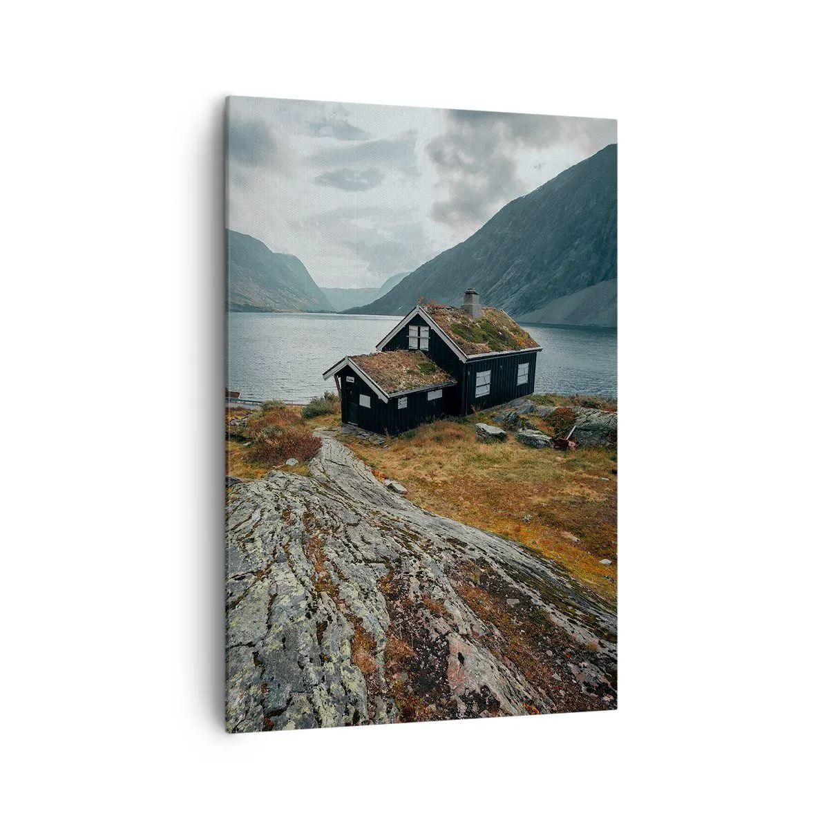 Bild auf Leinwand - Leinwandbild - Sommerresort am Fjord - 70x100 cm