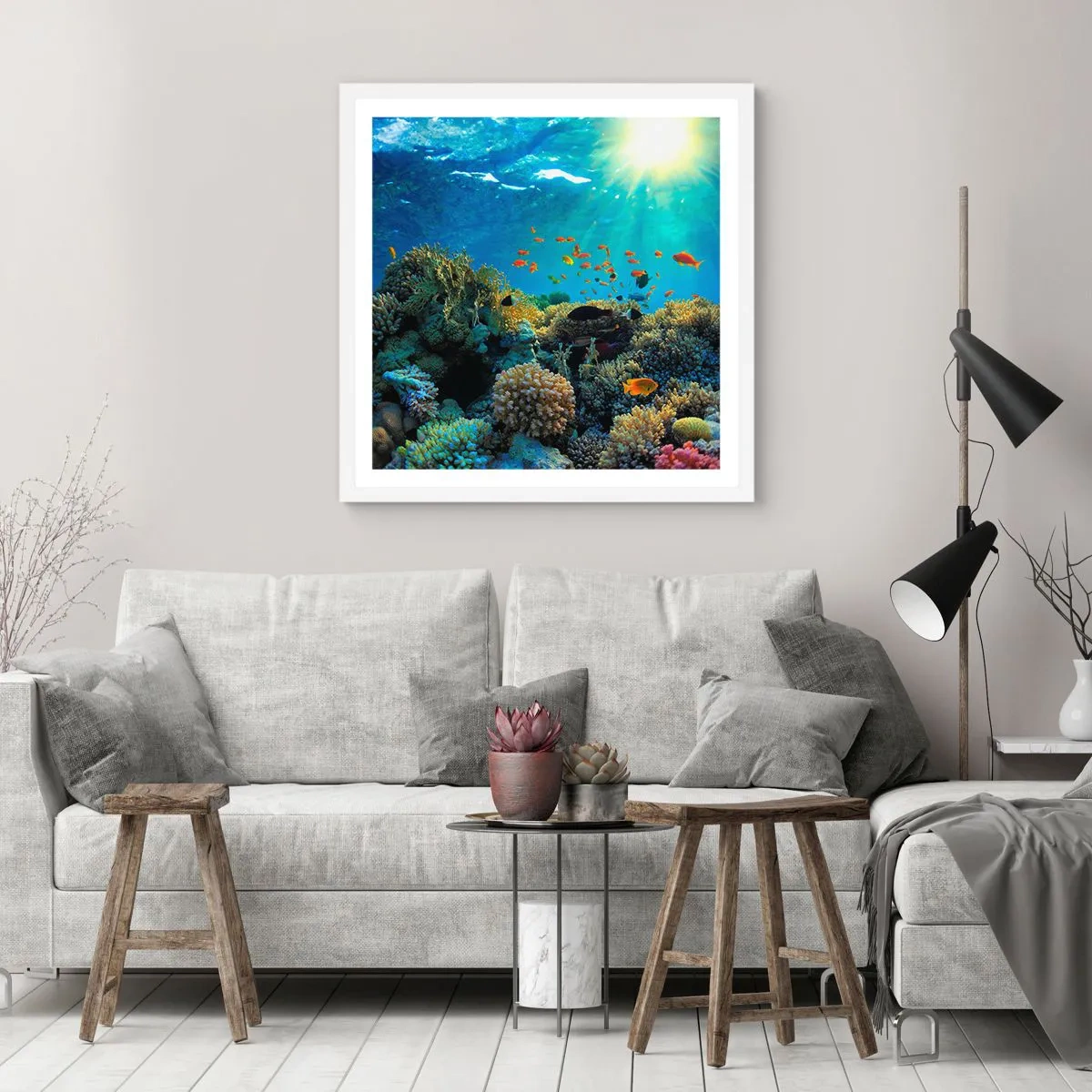Poster in einem weißen Rahmen - Unterwasserschätze - 40x40 cm