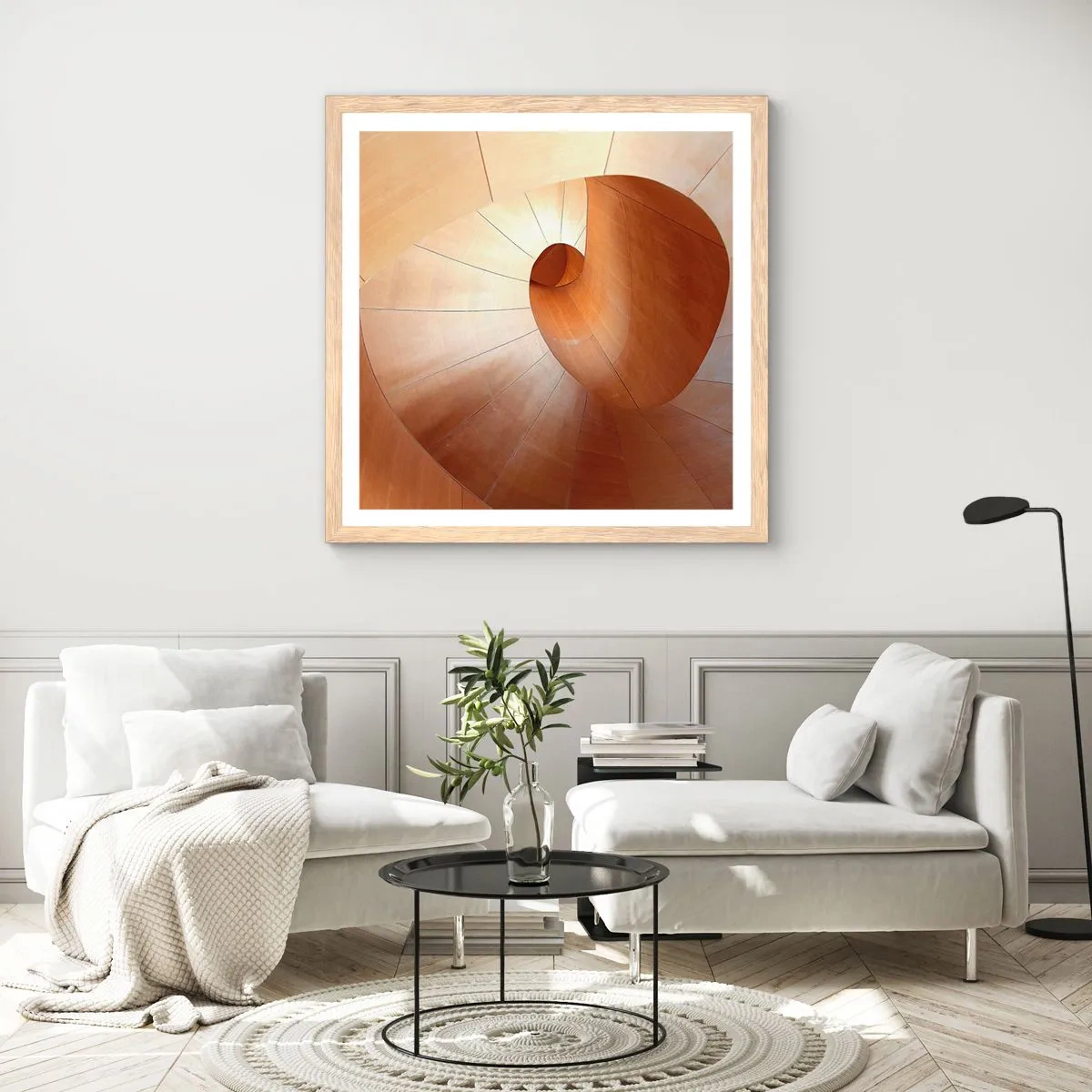 Poster in einem Rahmen aus heller Eiche - Architektonische Serpentine - 60x60 cm