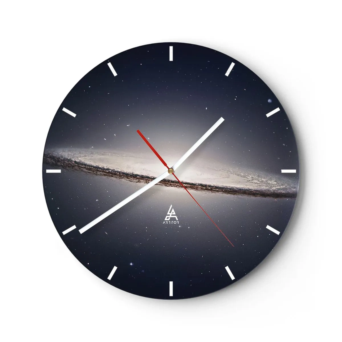 Wanduhr - Glasuhr - Blick auf eine Spiralgalaxie im Weltraum - 30x30cm - Vor langer Zeit in einer weit entfernten Galaxie ... - Moderne Wanddekoration für Wohnzimmer, Küche und Schlafzimmer ARTTOR