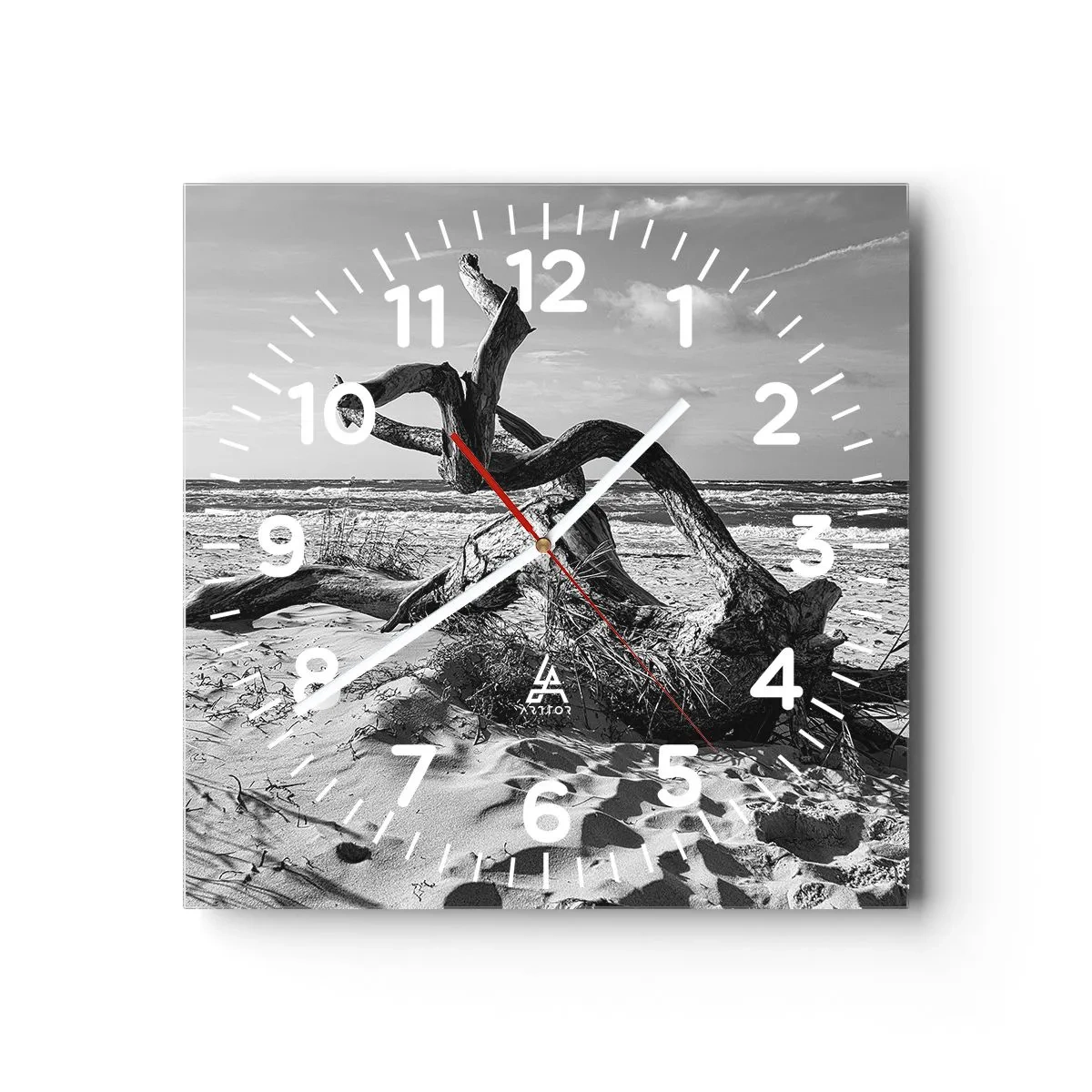 Wanduhr - Glasuhr - Meeresskulptur - 40x40 cm