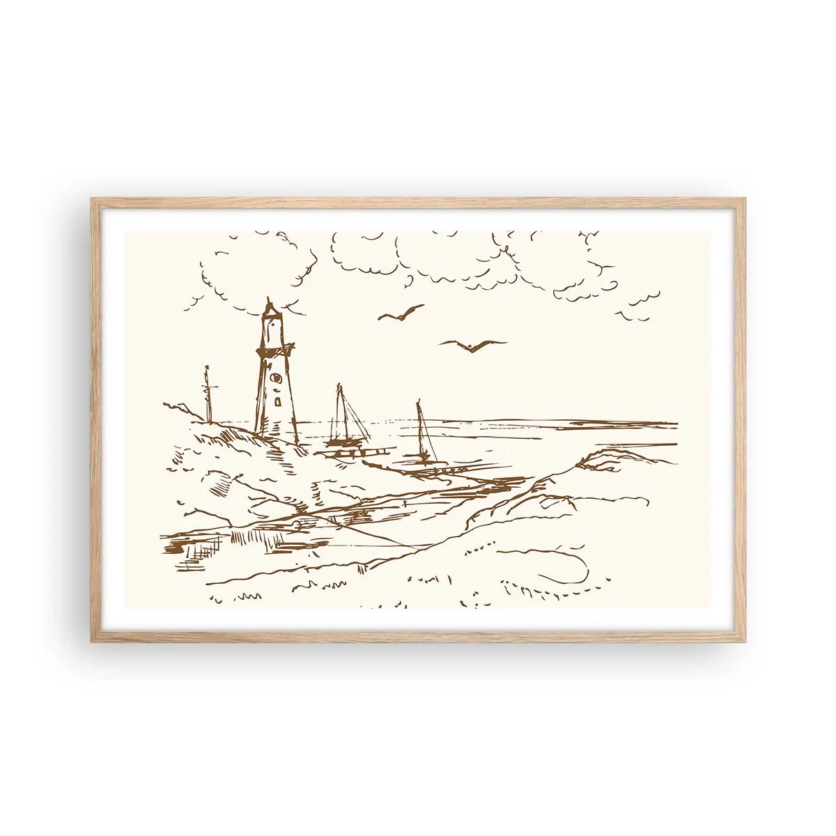 Poster in einem Rahmen aus heller Eiche - Ein Überblick über die Erinnerungen an den Sommer - 91x61 cm