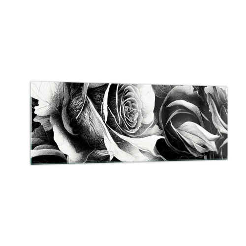 Glasbild - Bild auf glas - Schwarze und weiße Rosen in einer eleganten Komposition - 140x50cm - Immer Königin - Moderne Wanddekoration für Wohnzimmer und Schlafzimmer ARTTOR