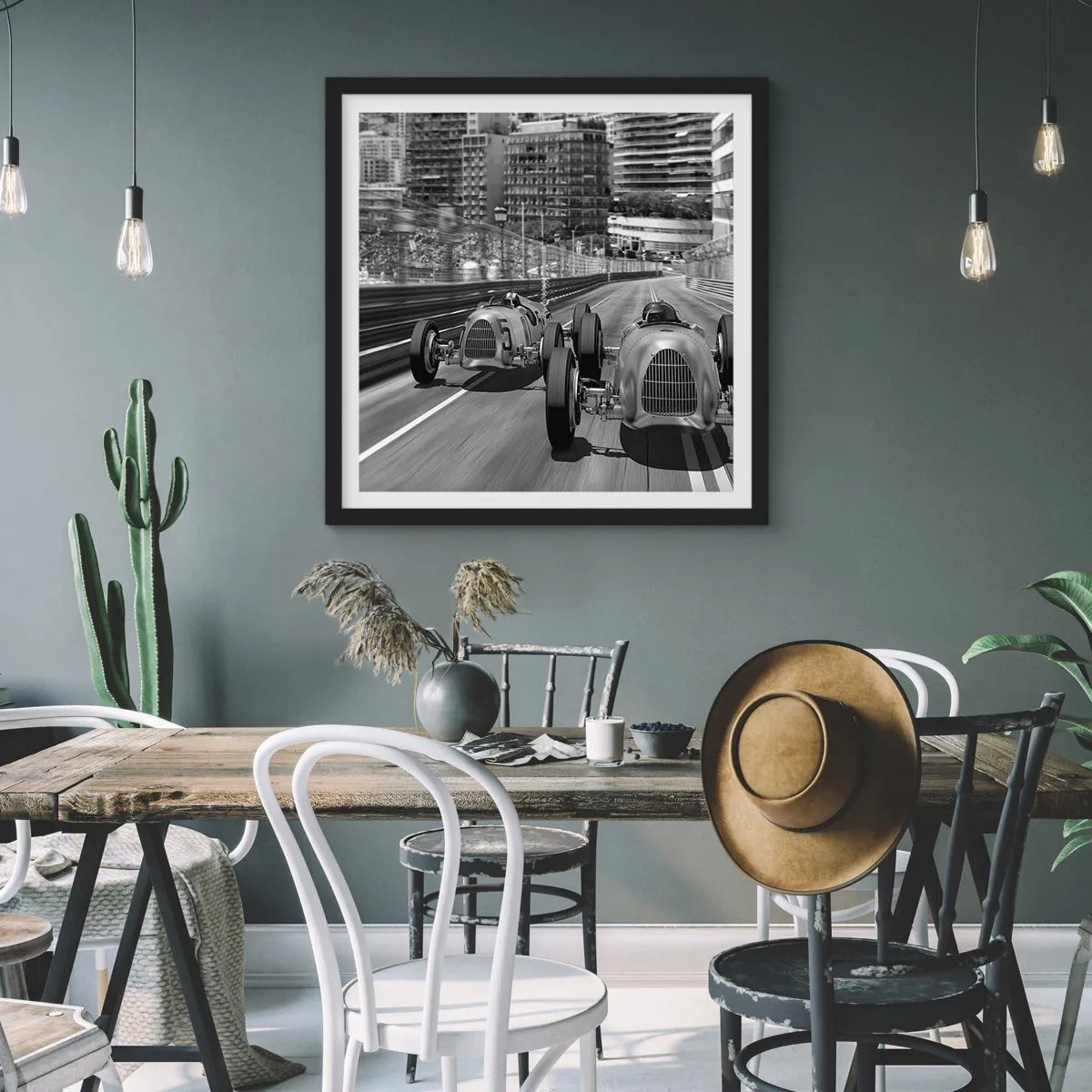 Poster in einem schwarzem Rahmen - Vor langer Zeit in Monte Carlo - 50x50 cm