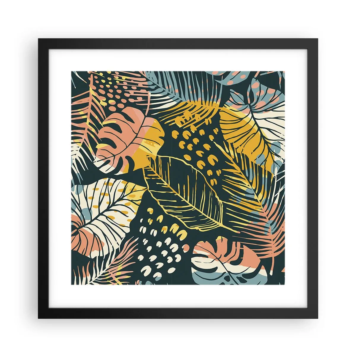 Poster in einem schwarzem Rahmen - Grüne Fantasie - 40x40 cm