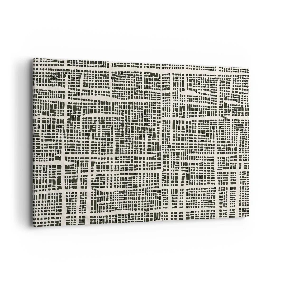 Bild auf Leinwand - Leinwandbild - Ein geometrisches Muster, das einem Gitter auf hellem Hintergrund ähnelt - 120x80cm - Gewebte Komposition - Moderne Wanddekoration für Wohnzimmer und Schlafzimmer ARTTOR