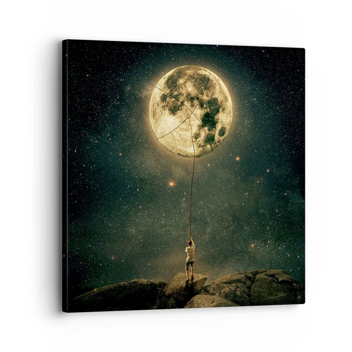Bild auf Leinwand - Leinwandbild - Der Mann, der den Mond gestohlen hat - 30x30 cm