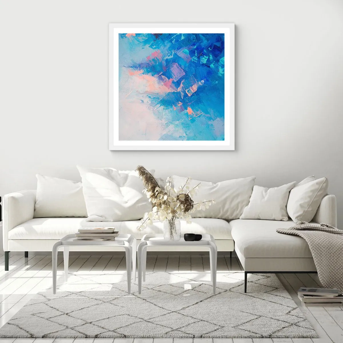 Poster in einem weißen Rahmen - Winter-Abstraktion - 50x50 cm