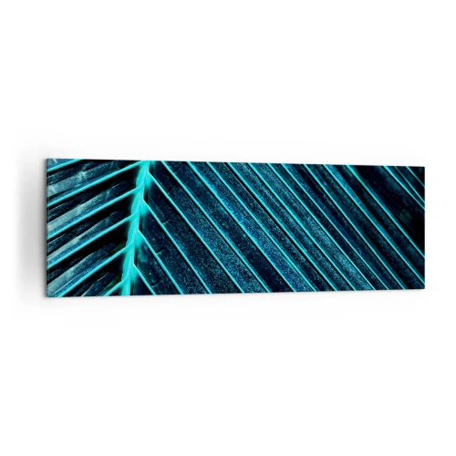 Bild auf Leinwand - Leinwandbild - Makrofotografie eines Blattes in Türkis- und Marineblautönen - 160x50cm - Grüne Textur - Moderne Wanddekoration für Wohnzimmer und Schlafzimmer ARTTOR