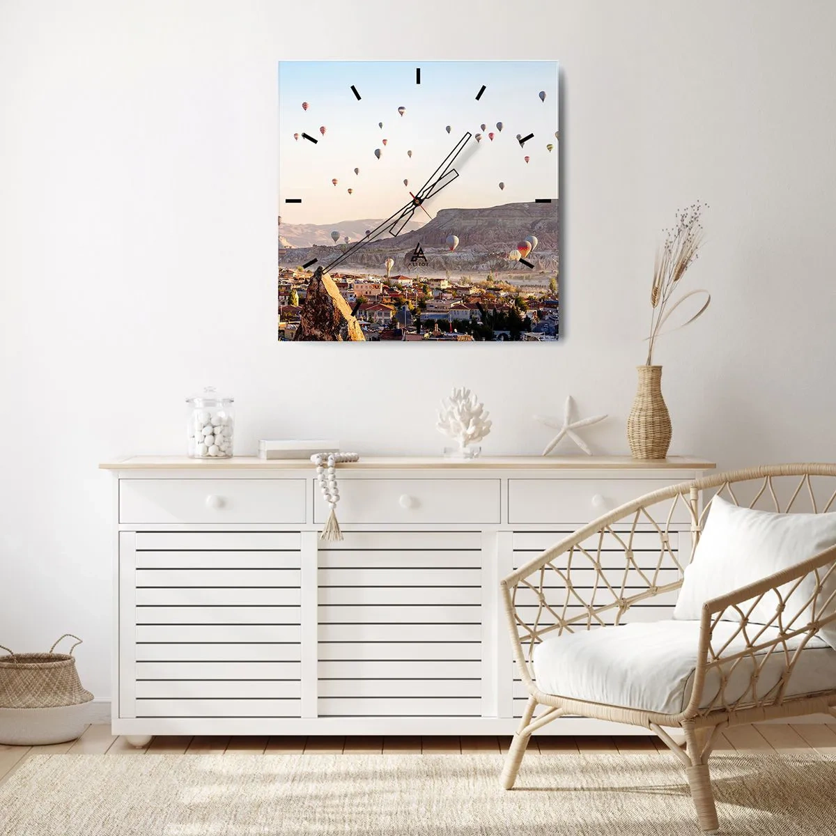 Wanduhr - Glasuhr - Wie Schiffe am Himmel - 40x40 cm