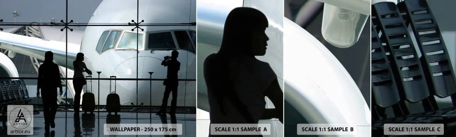 Fototapetenmuster Standard Eco - Vis a vis am Flughafen - Flugzeug, Flughafen, Reisen - 100x30 cm