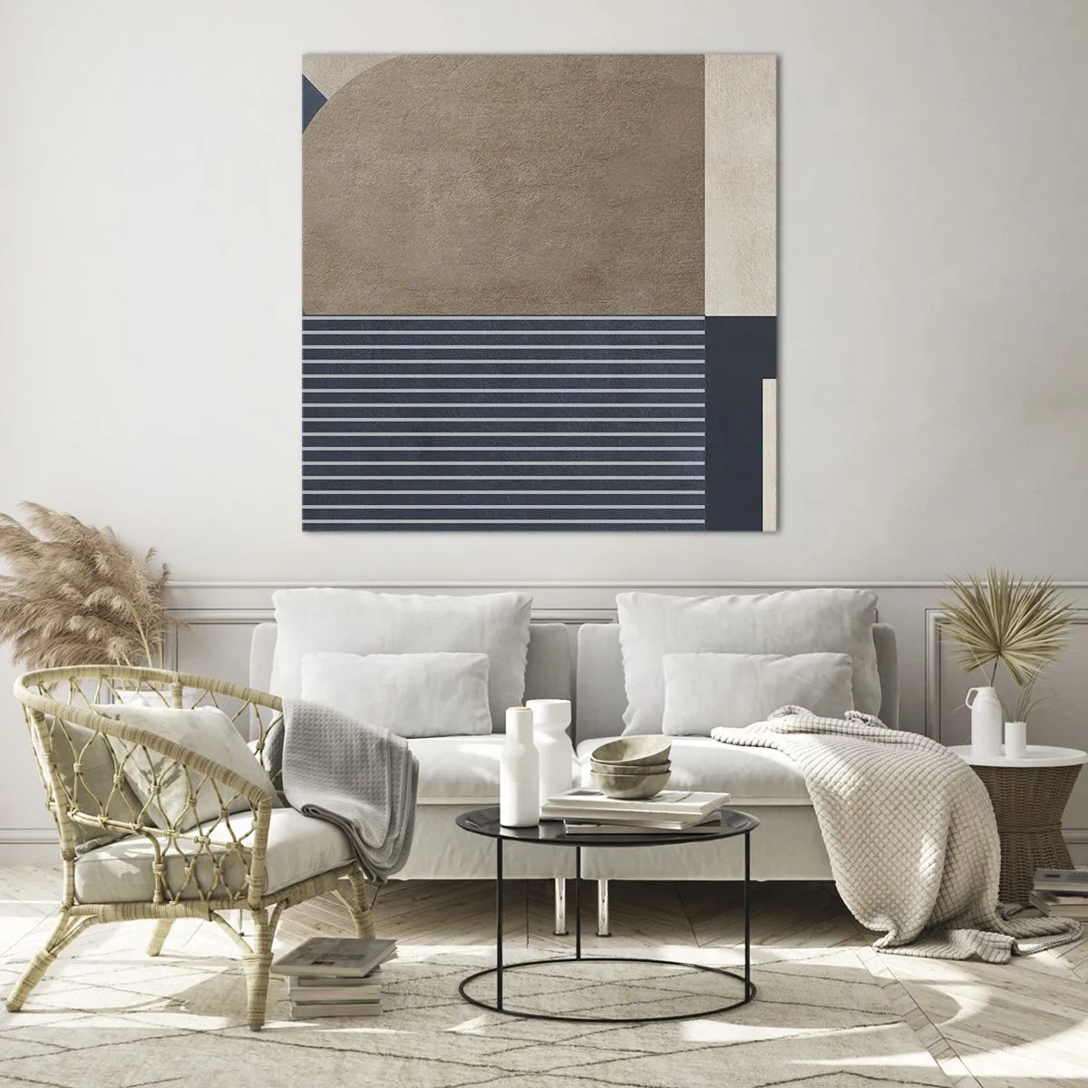 Glasbild - Bild auf glas - Komposition aus Einfachheit und Rundheit - 50x50 cm