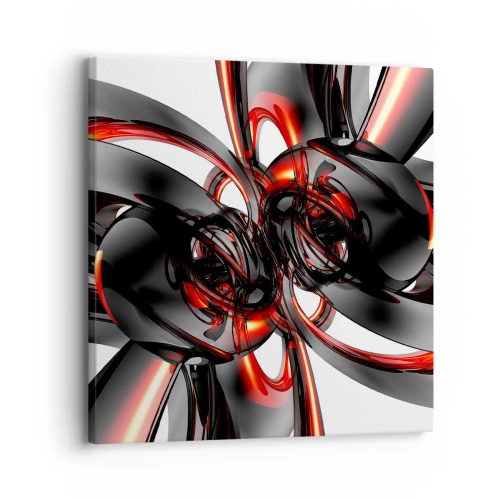 Bild auf Leinwand - Leinwandbild - Uhrwerk in Graphit und Rot - 30x30 cm