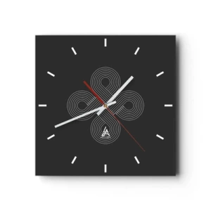 Wanduhr - Glasuhr - Keltisches Muster im minimalistischen Stil auf schwarzem Hintergrund - 30x30cm - Im keltischen Geist - Moderne Wanddekoration für Wohnzimmer und Schlafzimmer ARTTOR