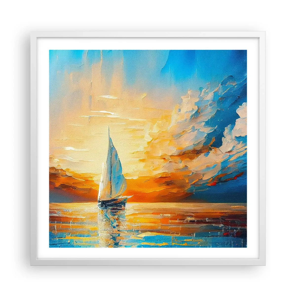 Poster in einem weißen Rahmen - In Gold segeln - 60x60 cm