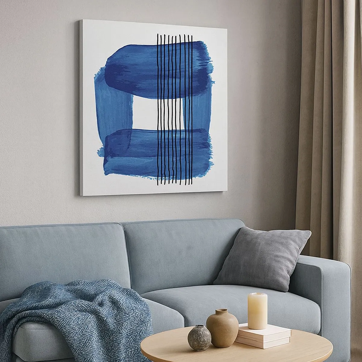 Bild auf Leinwand - Leinwandbild - Blaue und schwarze Komposition - 30x30 cm