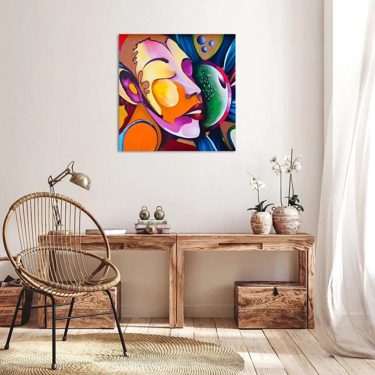 Bild auf Leinwand - Leinwandbild - Mit Farbe berühren - 30x30 cm