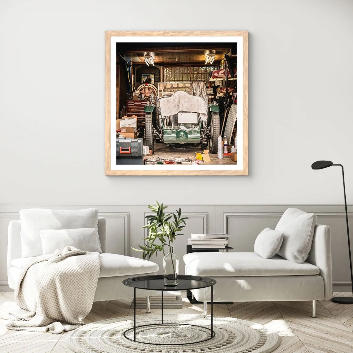 Poster in einem Rahmen aus heller Eiche - Zurück in die Vergangenheit - 40x40 cm