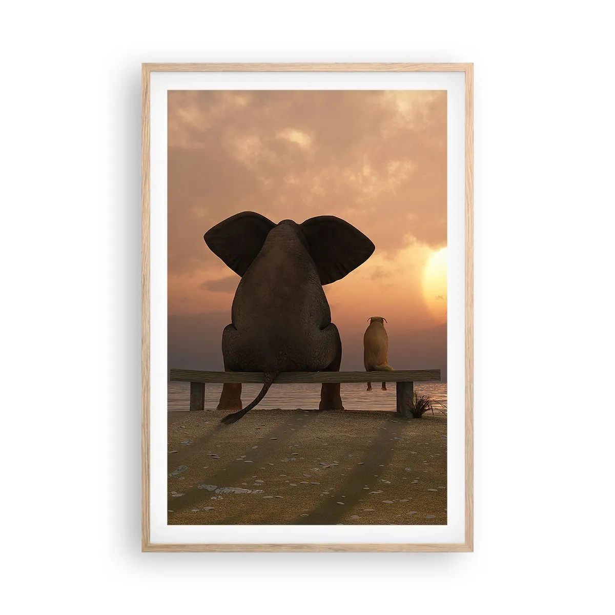 Poster in einem Rahmen aus heller Eiche - Es tut gut zusammen zu schweigen - 61x91 cm