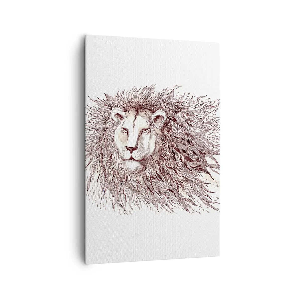 Bild auf Leinwand - Leinwandbild - Künstlerische Aquarellmalerei eines Löwen mit detaillierter Mähne - 80x120cm - Ein feuriger Herrscher - Moderne Wanddekoration für Wohnzimmer und Schlafzimmer ARTTOR