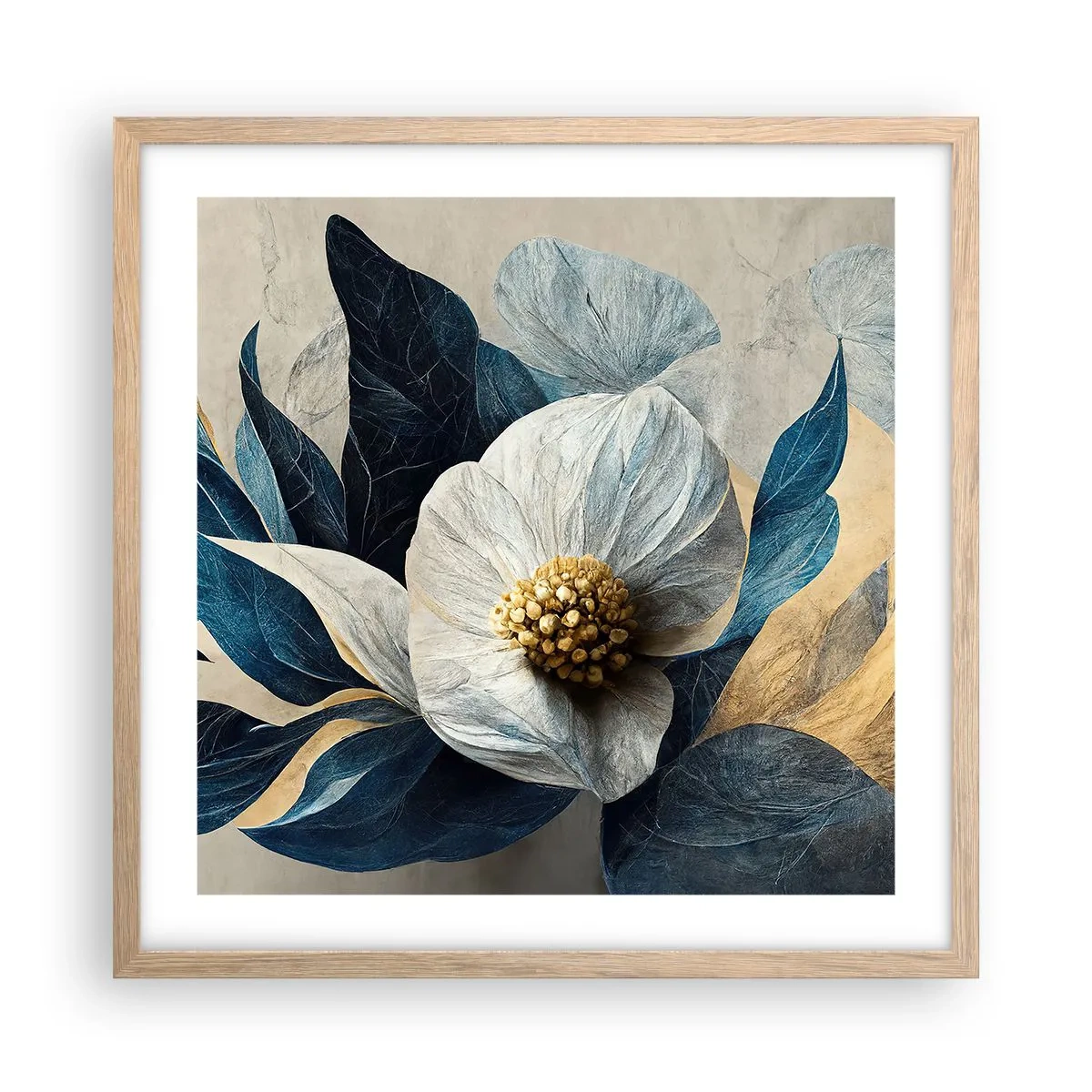 Poster in einem Rahmen aus heller Eiche - Er hat ein Herz aus Gold - 50x50 cm