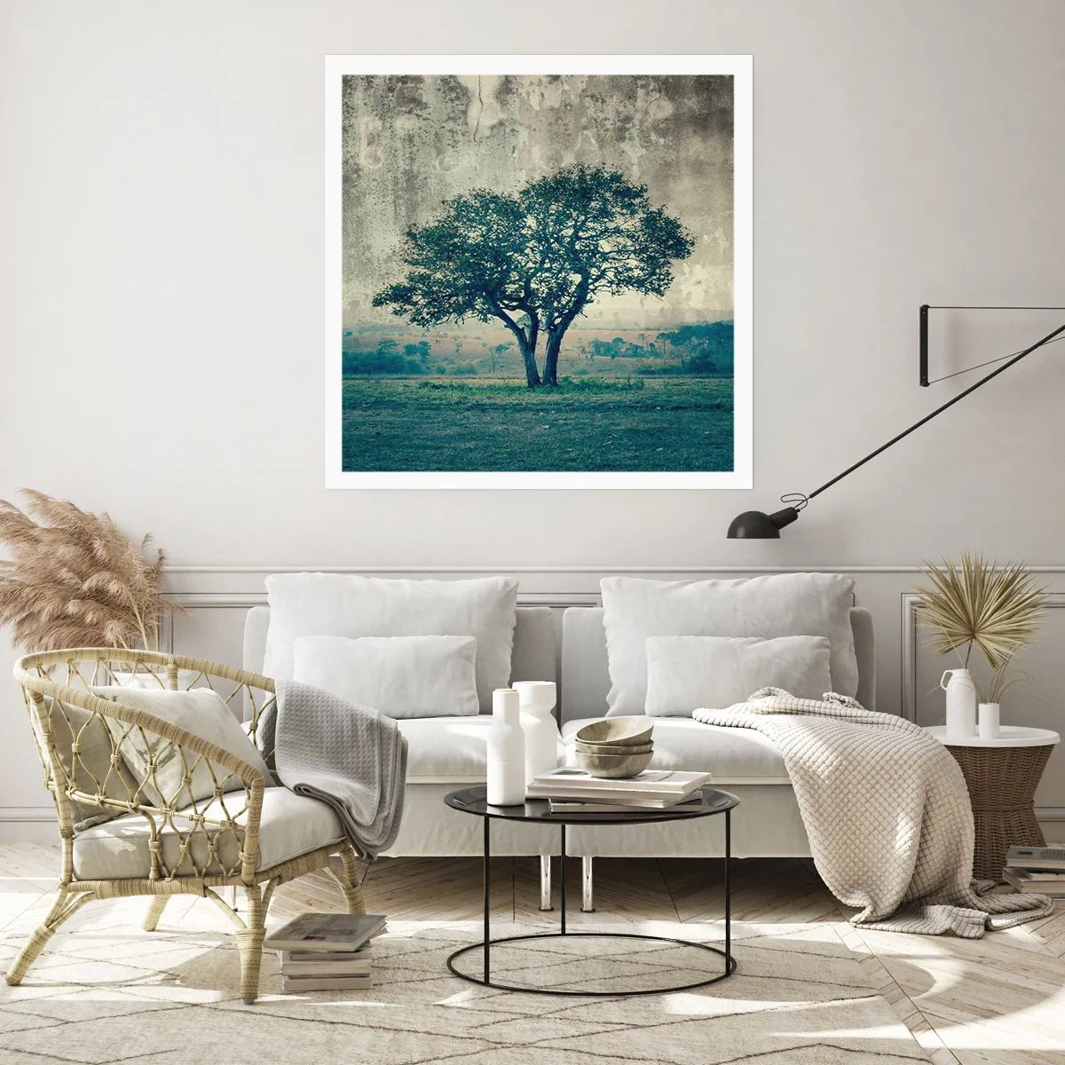 Poster - Ein Apfelbaum auf blauem Feld? - 60x60 cm