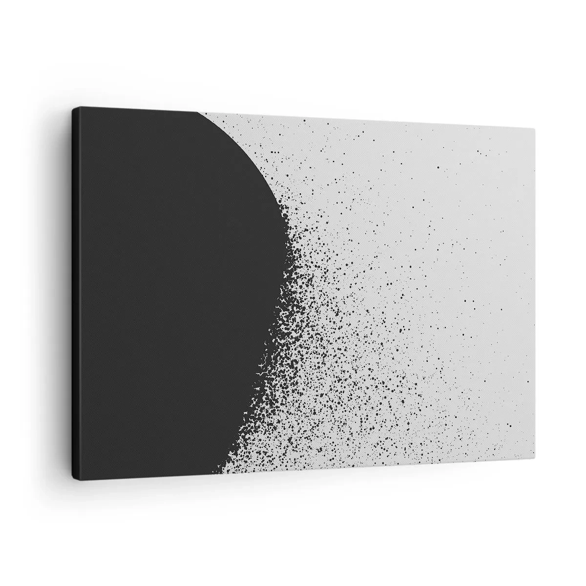 Bild auf Leinwand - Leinwandbild - Abstraktes Muster mit schwarzen Partikeln auf hellem Hintergrund - 70x50cm - Bewegung von Molekülen - Moderne Wanddekoration für Wohnzimmer und Schlafzimmer ARTTOR