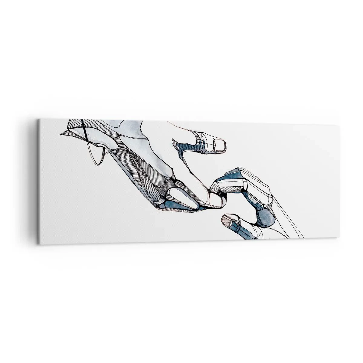 Bild auf Leinwand - Leinwandbild - Künstlerische Darstellung einer Hand in minimalistischer und geometrischer Form - 140x50cm - Eine gute Geste - Moderne Wanddekoration für Wohnzimmer und Schlafzimmer ARTTOR