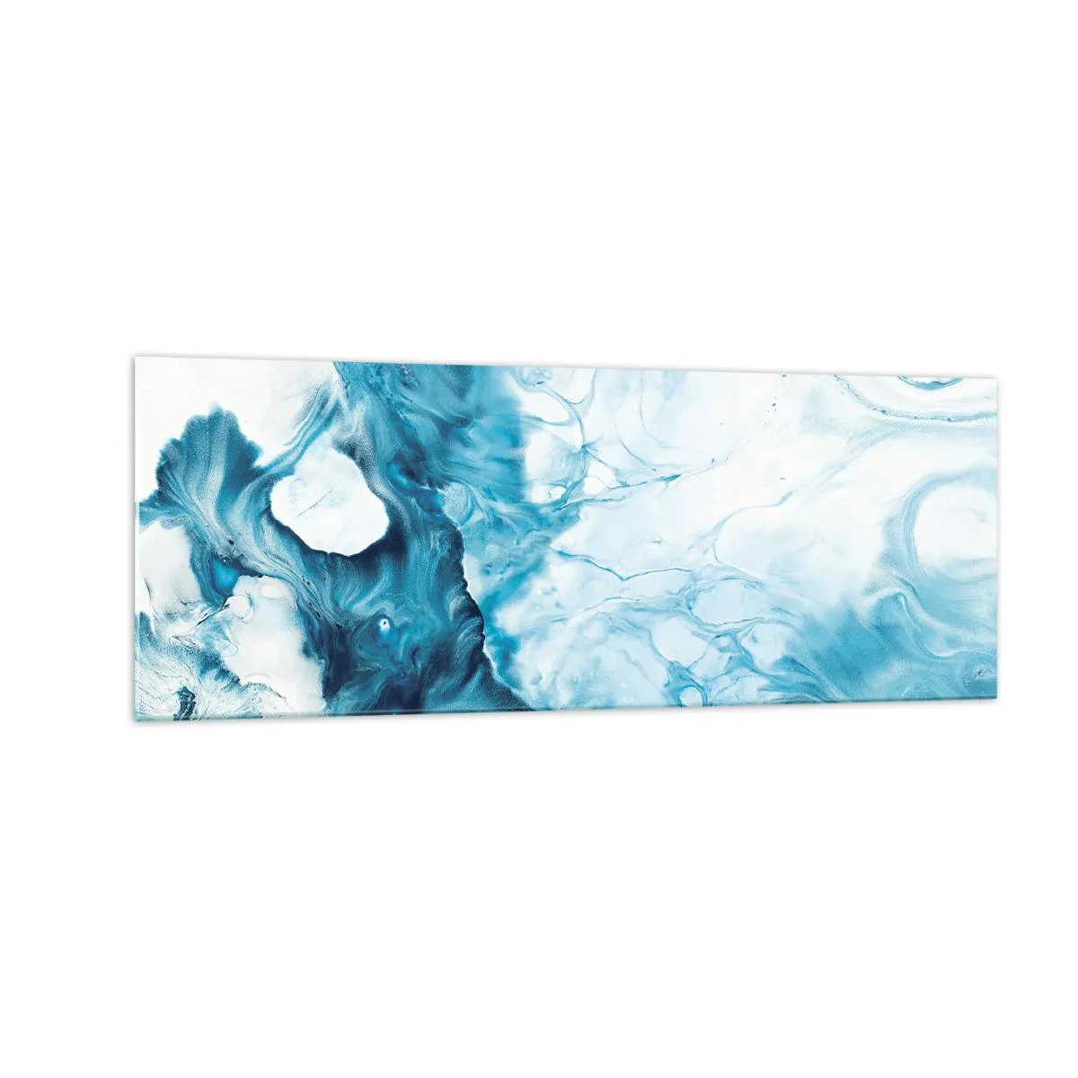 Glasbild - Bild auf glas - Abstraktes Muster in Blautönen - 140x50cm - Blaues Konzert - Moderne Wanddekoration für Wohnzimmer und Schlafzimmer ARTTOR