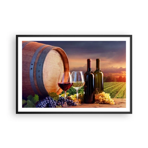 Poster in einem schwarzem Rahmen - Hier schmeckt das Leben - 91x61 cm