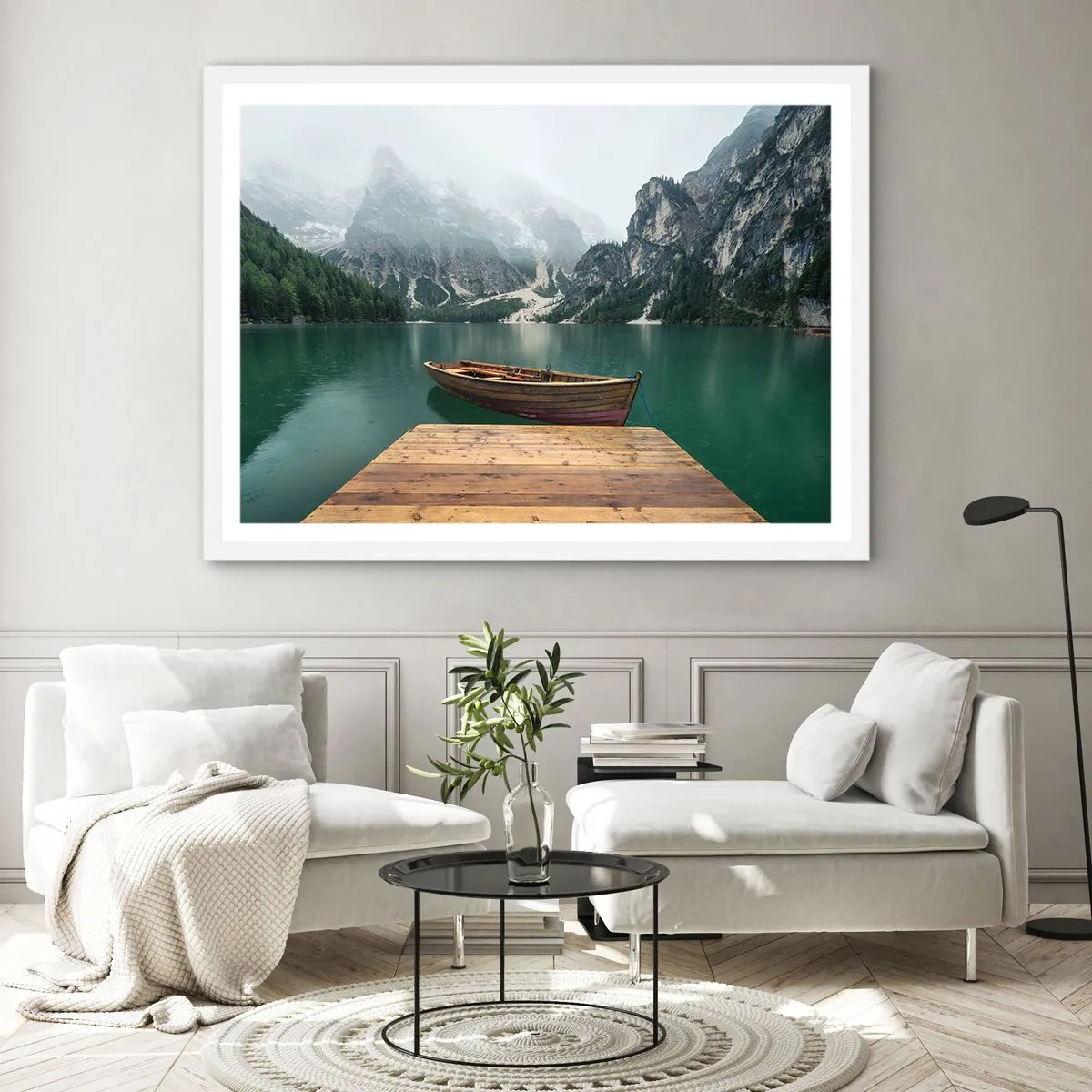 Poster in einem weißen Rahmen - Und die stolzen Felsen der Stirn - 50x40 cm