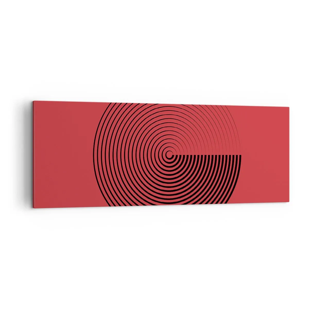Bild auf Leinwand - Leinwandbild - Konzentrische Kreise auf rotem Hintergrund - 140x50cm - Kreisbewegung - Moderne Wanddekoration für Wohnzimmer und Schlafzimmer ARTTOR