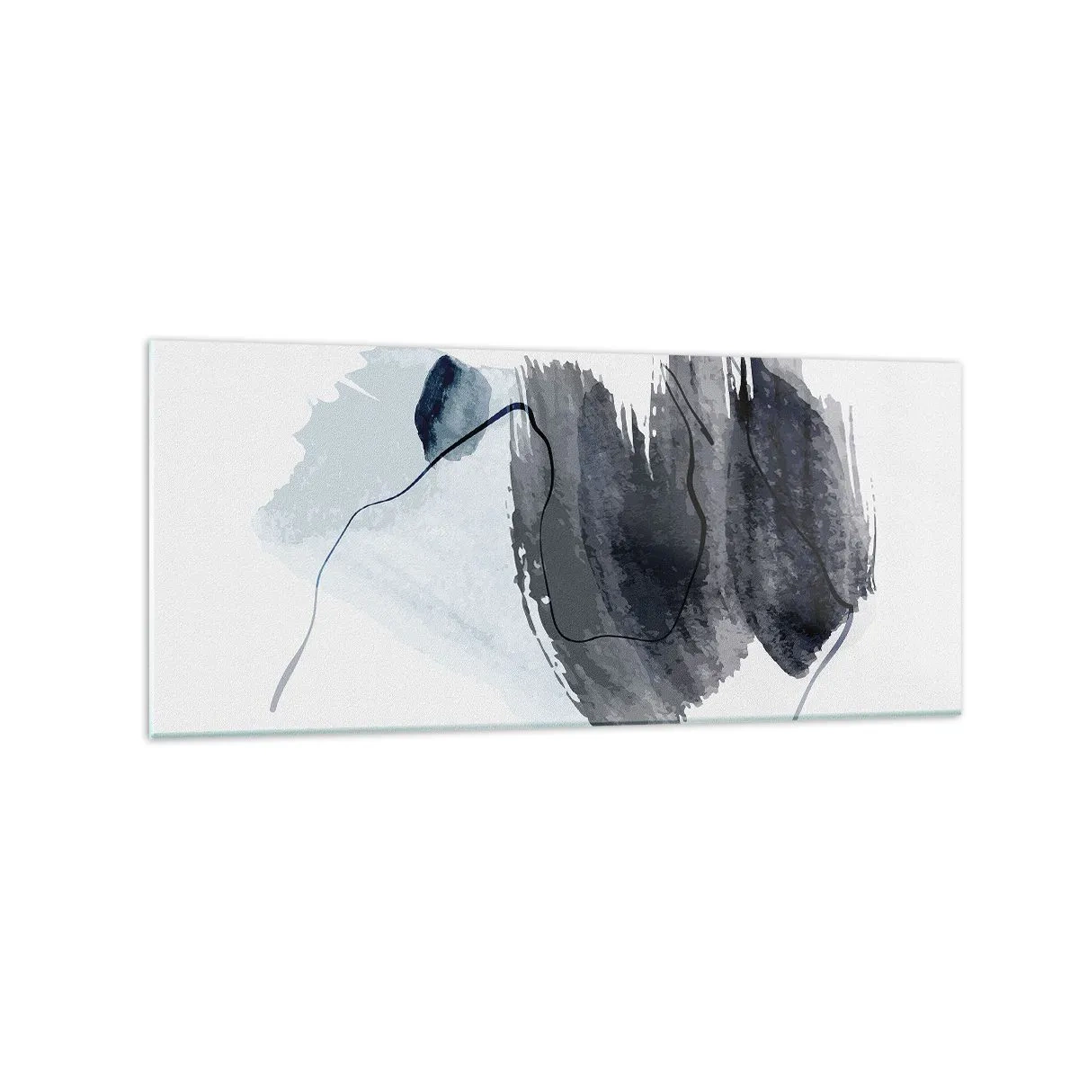 Glasbild - Bild auf glas - Abstrakte Komposition in Grau- und Blautönen - 120x50cm - Intensität und Bewegung - Moderne Wanddekoration für Wohnzimmer und Schlafzimmer ARTTOR