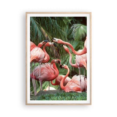 Poster in einem Rahmen aus heller Eiche - Nachmittagsklatsch - 70x100 cm