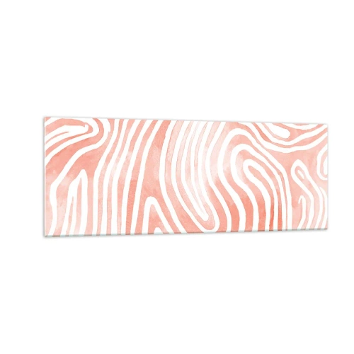 Glasbild - Bild auf glas - Abstraktes Muster in Rosa- und Weißtönen - 140x50cm - Im Korallenlabyrinth - Moderne Wanddekoration für Wohnzimmer und Schlafzimmer ARTTOR