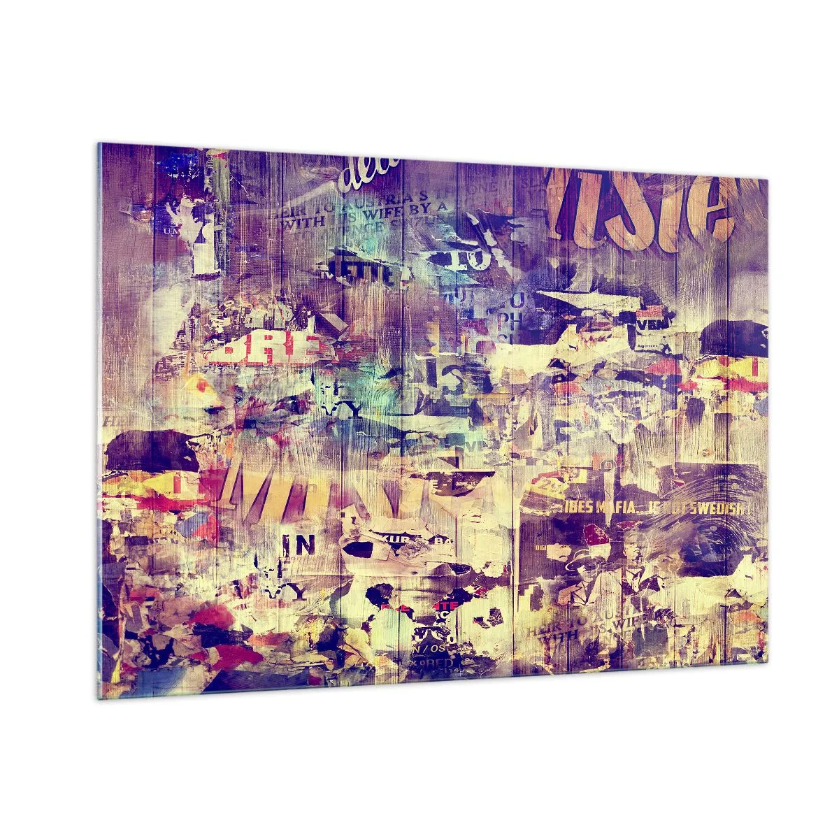 Glasbild - Bild auf glas - Abstrakte Komposition mit urbanen Texturen und Graffiti - 100x70cm - Und das ist alles, was es geben wird - Moderne Wanddekoration für Wohnzimmer und Schlafzimmer ARTTOR