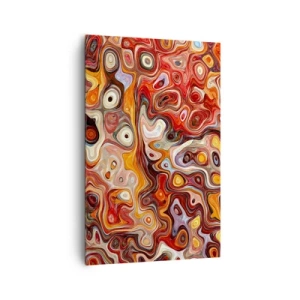 Bild auf Leinwand - Leinwandbild - Eine abstrakte Komposition in warmen Rot-, Orange- und Gelbtönen. - 80x120cm - Wenn die Nüsse in Honig geschmolzen sind - Moderne Wanddekoration für Wohnzimmer und Schlafzimmer ARTTOR