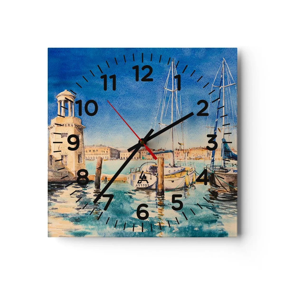 Wanduhr - Glasuhr - Sonnige Lagune - 30x30 cm